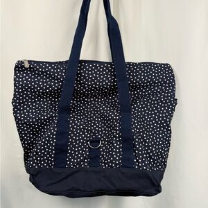Thirty-One Gifts Navy Polka Dot Large Zip Tote Travel Bag